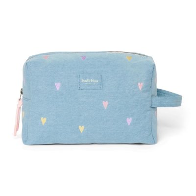 Studio Noos Toaletní taštička Denim - Light Blue Hearts