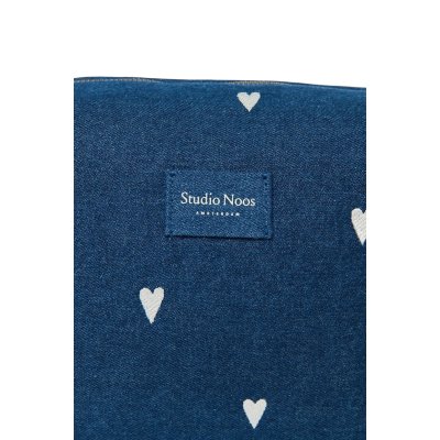 Studio Noos Toaletní taštička Denim - Dark Blue White Hearts - obrázek