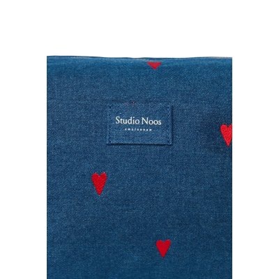 Studio Noos Toaletní taštička Denim - Dark Blue Red Hearts - obrázek