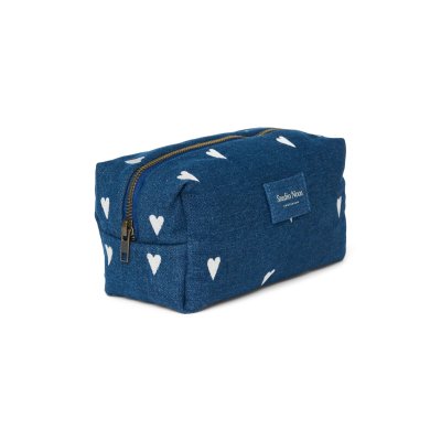 Studio Noos Pouzdro Denim - Dark Blue White Hearts - obrázek
