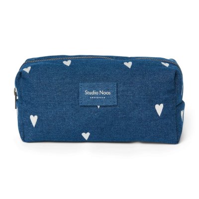 Studio Noos Pouzdro Denim - Dark Blue White Hearts