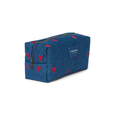 Studio Noos Pouzdro Denim - Dark Blue Red Hearts - obrázek