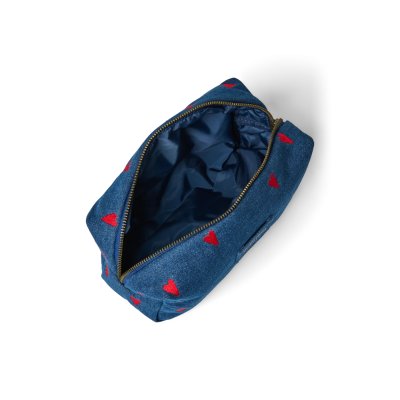 Studio Noos Pouzdro Denim - Dark Blue Red Hearts - obrázek