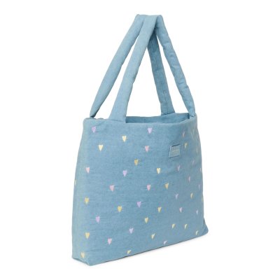 Studio Noos Taška Mom Bag Denim - Light Blue Hearts - obrázek