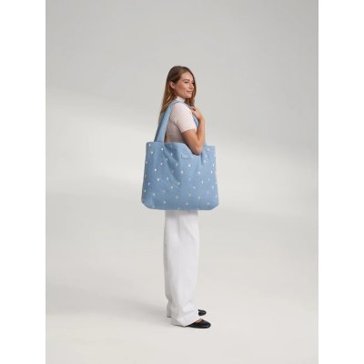 Studio Noos Taška Mom Bag Denim - Light Blue Hearts - obrázek