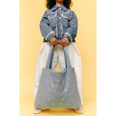 Studio Noos Taška Mom Bag Denim - Light Blue Hearts - obrázek
