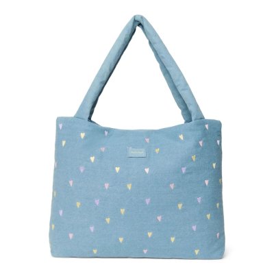 Studio Noos Taška Mom Bag Denim - Light Blue Hearts