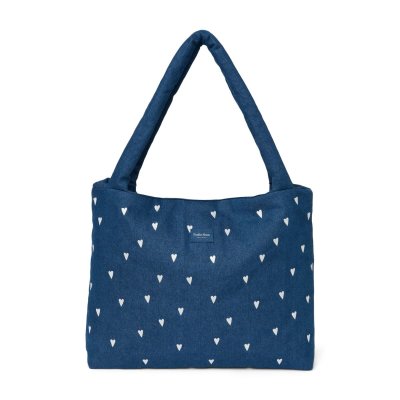 Studio Noos Taška Mom Bag Denim - Dark Blue White Hearts