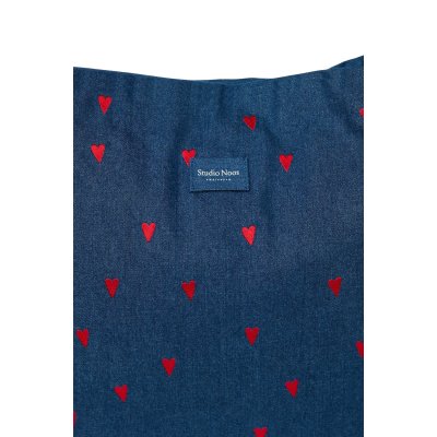 Studio Noos Taška Mom Bag Denim - Dark Blue Red Hearts - obrázek