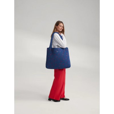 Studio Noos Taška Mom Bag Denim - Dark Blue Red Hearts - obrázek