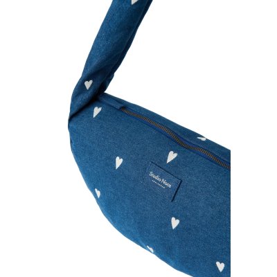 Studio Noos Crossbody taška Mini Denim - Dark Blue White Hearts - obrázek