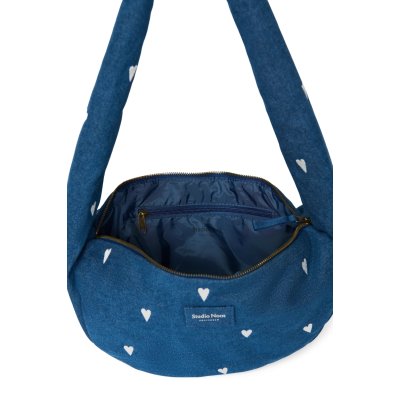 Studio Noos Crossbody taška Mini Denim - Dark Blue White Hearts - obrázek