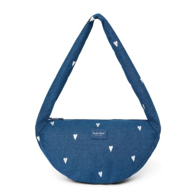 Studio Noos Crossbody taška Mini Denim - Dark Blue White Hearts
