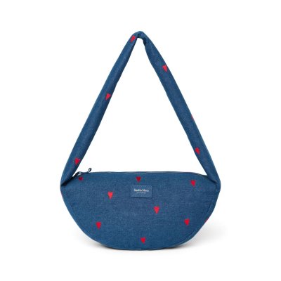 Studio Noos Crossbody taška Mini Denim - Dark Blue Red Hearts - obrázek