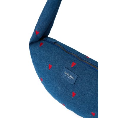 Studio Noos Crossbody taška Mini Denim - Dark Blue Red Hearts - obrázek