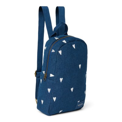 Studio Noos Dětský batůžek Mini Denim - Dark Blue White Hearts - obrázek