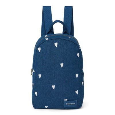 Studio Noos Dětský batůžek Mini Denim - Dark Blue White Hearts