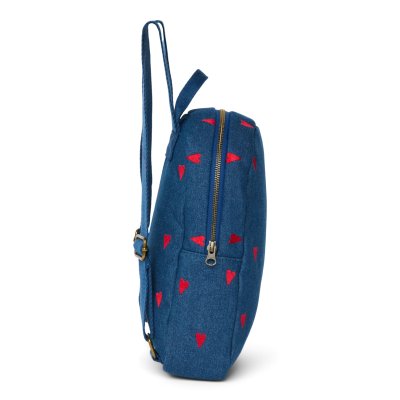 Studio Noos Dětský batůžek Mini Denim - Dark Blue Red Hearts - obrázek