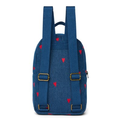 Studio Noos Dětský batůžek Mini Denim - Dark Blue Red Hearts - obrázek