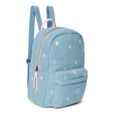 Studio Noos Dětský batoh Midi Denim - Light Blue Hearts - obrázek
