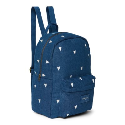 Studio Noos Dětský batoh Midi Denim - Dark Blue White Hearts - obrázek
