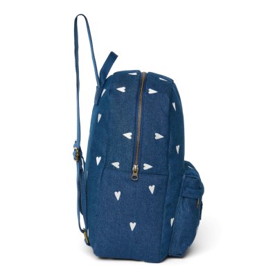 Studio Noos Dětský batoh Midi Denim - Dark Blue White Hearts - obrázek