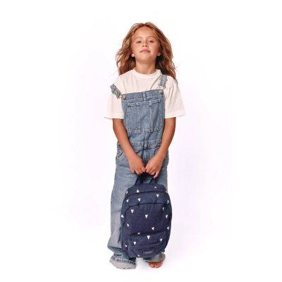 Studio Noos Dětský batoh Midi Denim - Dark Blue White Hearts - obrázek