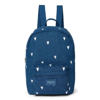 Studio Noos Dětský batoh Midi Denim - Dark Blue White Hearts