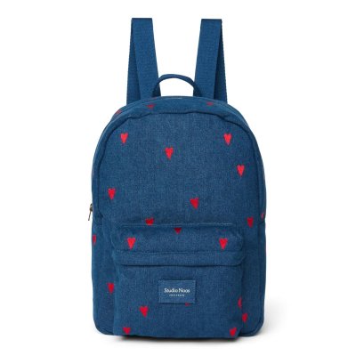 Studio Noos Dětský batoh Midi Denim - Dark Blue Red Hearts - obrázek