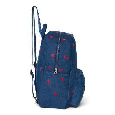 Studio Noos Dětský batoh Midi Denim - Dark Blue Red Hearts - obrázek