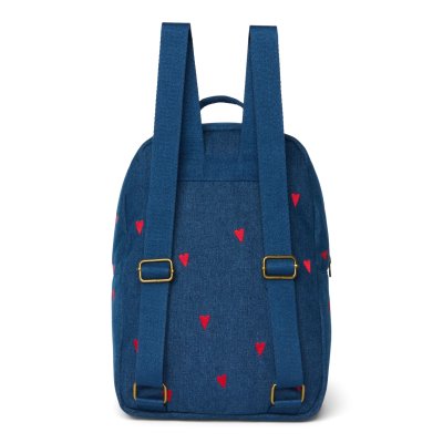Studio Noos Dětský batoh Midi Denim - Dark Blue Red Hearts - obrázek