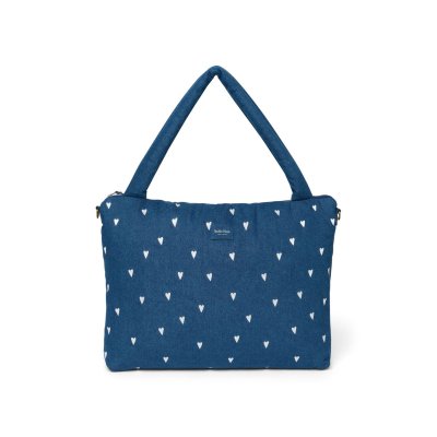 Studio Noos Přebalovací taška Denim - Dark Blue White Hearts - obrázek