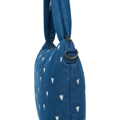 Studio Noos Přebalovací taška Denim - Dark Blue White Hearts - obrázek