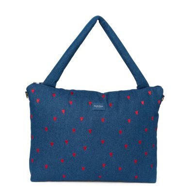 Studio Noos Přebalovací taška Denim - Dark Blue Red Hearts - obrázek