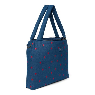 Studio Noos Přebalovací taška Denim - Dark Blue Red Hearts - obrázek