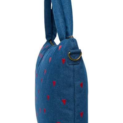 Studio Noos Přebalovací taška Denim - Dark Blue Red Hearts - obrázek