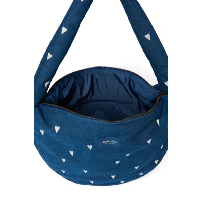 Studio Noos Crossbody taška Denim - Dark Blue White Hearts - obrázek