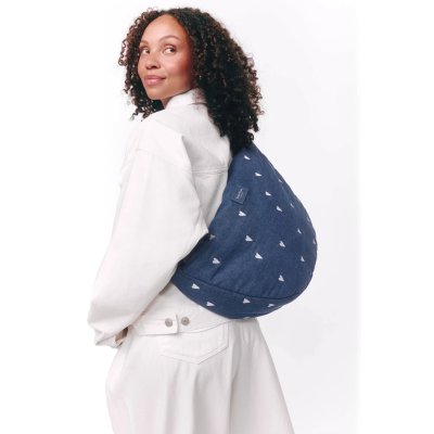 Studio Noos Crossbody taška Denim - Dark Blue White Hearts - obrázek