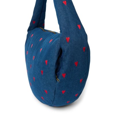 Studio Noos Crossbody taška Denim - Dark Blue Red Hearts - obrázek