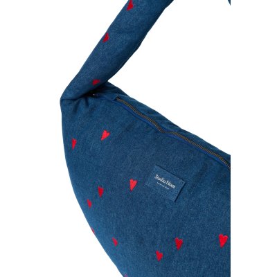 Studio Noos Crossbody taška Denim - Dark Blue Red Hearts - obrázek