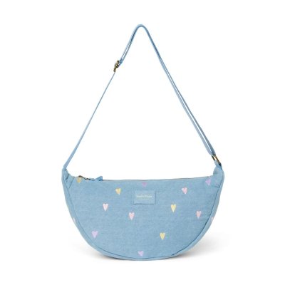Studio Noos Crossbody ledvinka Denim - Light Blue Hearts