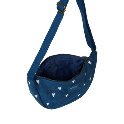 Studio Noos Crossbody ledvinka Denim - Dark Blue White Hearts - obrázek