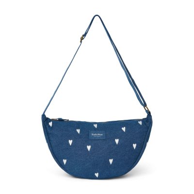 Studio Noos Crossbody ledvinka Denim - Dark Blue White Hearts