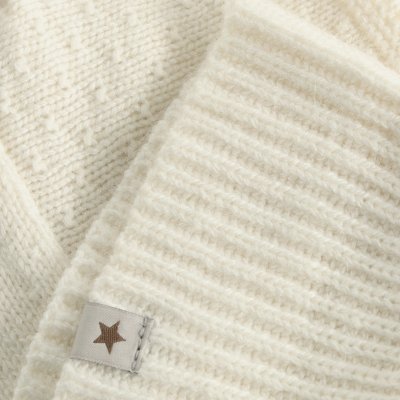 HutteliHut Pletená kukla s oušky - Off-White, vel. 44 - obrázek