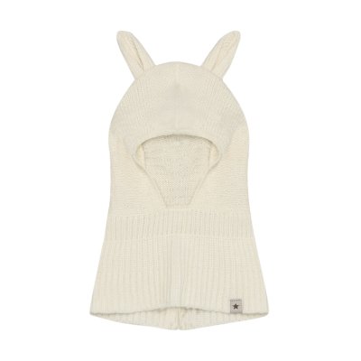 HutteliHut Pletená kukla s oušky - Off-White, vel. 44