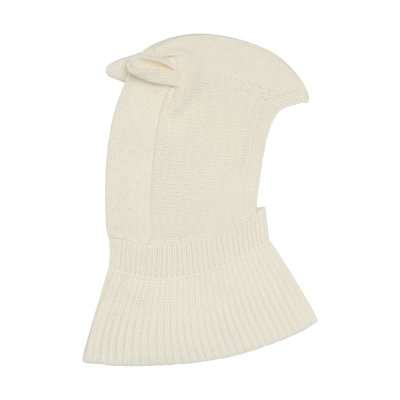 HutteliHut Pletená kukla s oušky - Off-White, vel. 50 - obrázek
