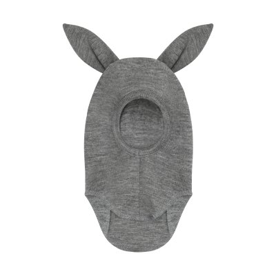 HutteliHut Vlněná kukla s žebrováním a oušky - Medium Grey Melange, vel. 40