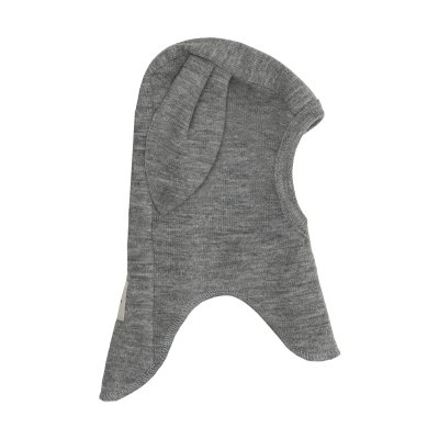HutteliHut Vlněná kukla s žebrováním a oušky - Medium Grey Melange, vel. 50 - obrázek