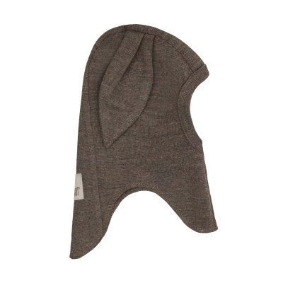 HutteliHut Vlněná kukla s žebrováním a oušky - Brown Melange, vel. 40 - obrázek