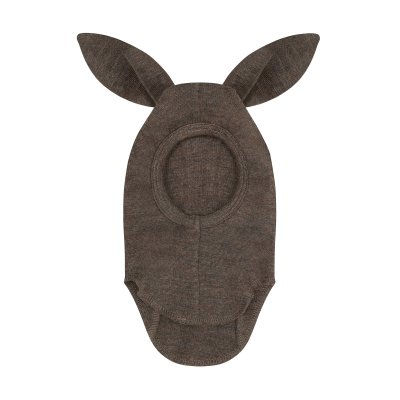 HutteliHut Vlněná kukla s žebrováním a oušky - Brown Melange, vel. 40